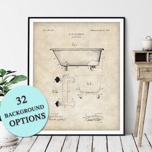 May include: A vintage black and white patent drawing of a bathtub with the title "E. H. SLOMAN BATH TUB" and the patent number "No. 790,229" and the date "Patented May 16, 1905".