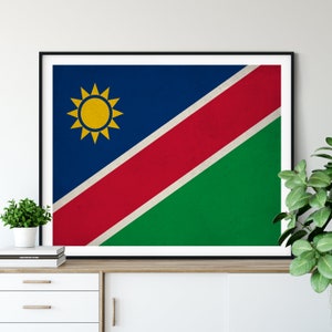 Namibia Flag Print, Namibia Flag Art, Namibia Gifts, Flag Poster, Moving Gift, Vintage Flag Wall Art, Namibia Art, Africa, African Gifts