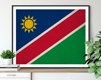 Namibia Flag Print, Namibia Flag Art, Namibia Gifts, Flag Poster, Moving Gift, Vintage Flag Wall Art, Namibia Art, Africa, African Gifts