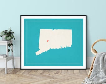 Custom Connecticut State Art, Customized State Map Art, Personalized, Connecticut Art, Heart Map, Connecticut Map, Love, Connecticut Print