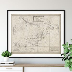 1750 Italian Coast & Sicily Map Print, Vintage Sea Map Art, Antique Italy Map Wall Art, Old Map Poster, Sailing Gift, Nautical Chart, Sailor