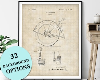 Motorcycle Brake Patent Print - Customizable Motorcycle Blueprint Plan, Biker Gift, Bike Parts Poster, Motorcycle Art, Garage Wall Decor