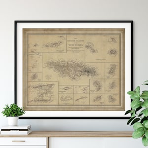 1835 West Indies Map Print, vintage Map Art, Antique Map, Old Map, Grand Cayman, Jamaica map, Virgin Islands, Leeward Islands, Grenade, Gift