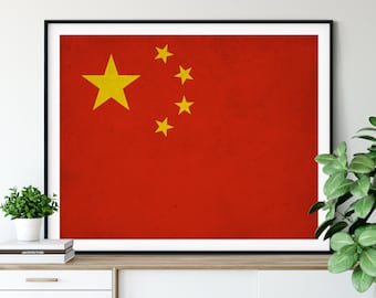 China Flag Art, China  Flag Print, Flag Poster, Country Flags, Flag Poster, Chinese Art, Pride, Chinese Gifts, Chinese Flag, Flag Painting