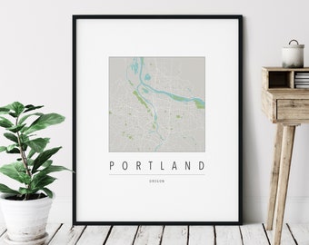 Portland OR Map Print - Modern Portland Art, Minimalist Portland Print, Portland Gifts, Portland Oregon Wall Art, Portland Map Art