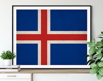 Iceland Flag Art, Iceland Flag Print, Icelandic Flag Poster, Country Flags, Flag Painting, Iceland Poster, Reykjavik Wall Art, Icelandic Art