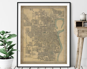 1901 Omaha Nebraska Map Print, Vintage Map Art, Antique Omaha Map, Old Map, Living Room Wall Art, Housewarming Gift, Omaha Print, Omaha Art