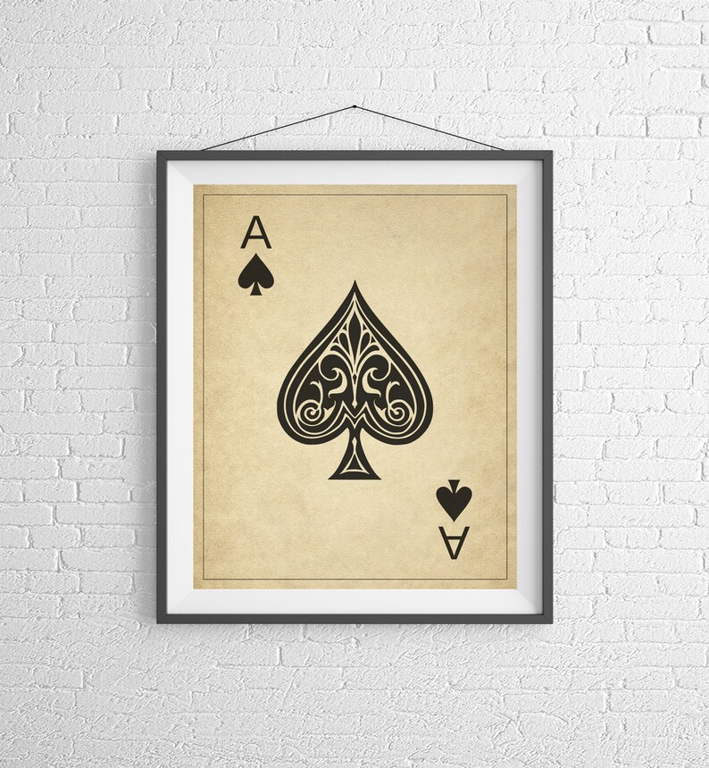 Ace of Spades Playing Card Art Game Room Decor Game Room Etsy