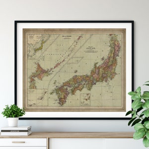 1897 Japan Map Print, Vintage Map Art, Antique Map, Office Wall Art, Map of Japan, Old Map, Map Poster, Japan Print, Japan Art, Japanese Art