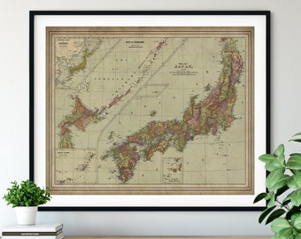 1897 Japan Map Print, Vintage Map Art, Antique Map, Office Wall Art, Map of Japan, Old Map, Map Poster, Japan Print, Japan Art, Japanese Art