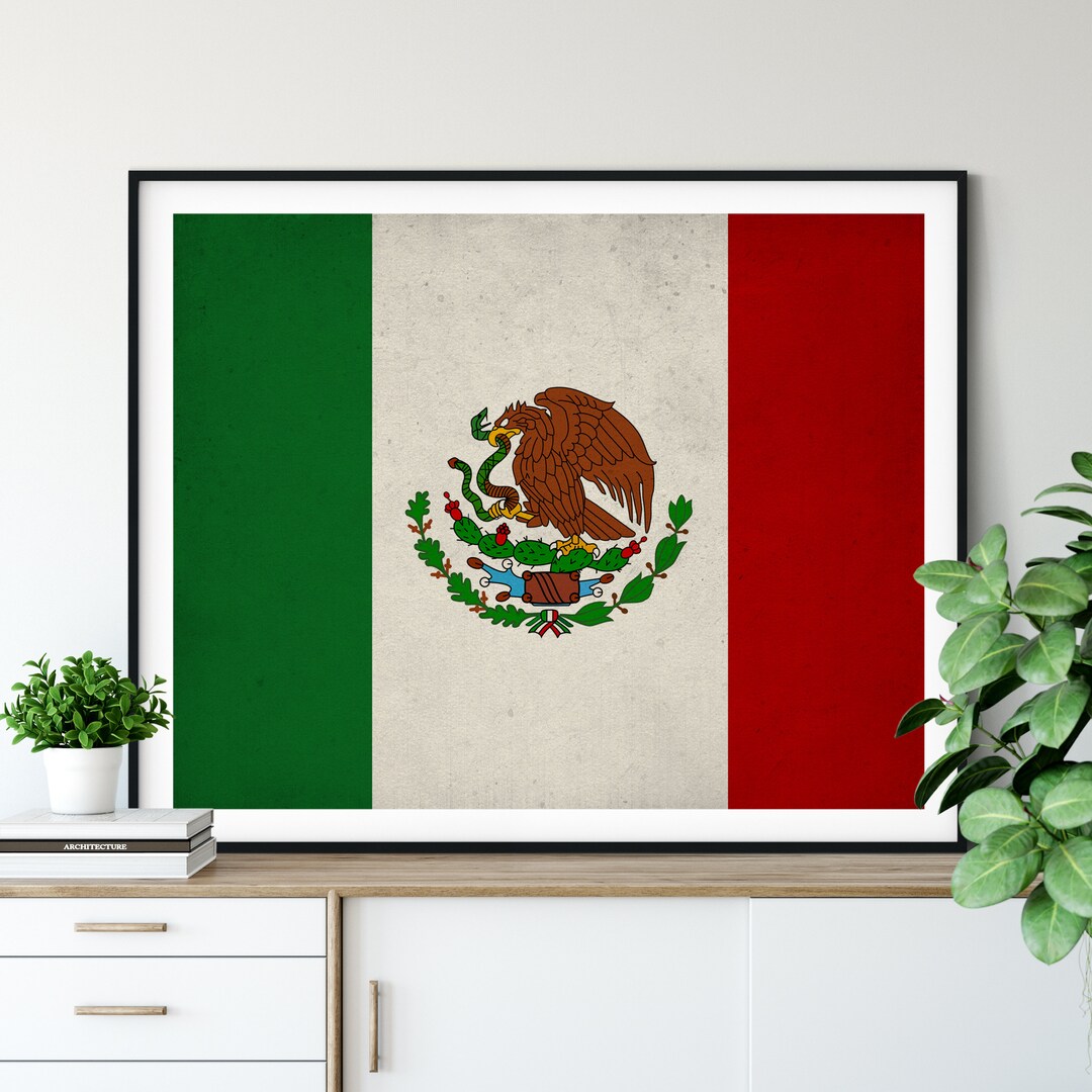 Mexico Flag' Poster, picture, metal print, paint by Christian Strang