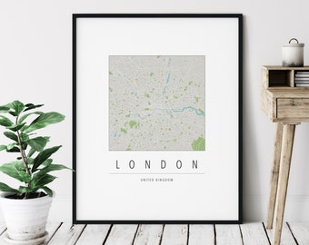 London Map Print - Modern London Art, Minimalist London Print, London Gifts, London England Wall Art, London United Kingdom City Map