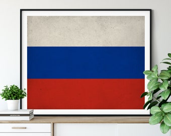 Russia Flag Print, Russia Flag Art, Russian Gifts, Flag Poster, Housewarming Gift, Russian Art, Home Office Art, Vintage Flag, Russia Prints