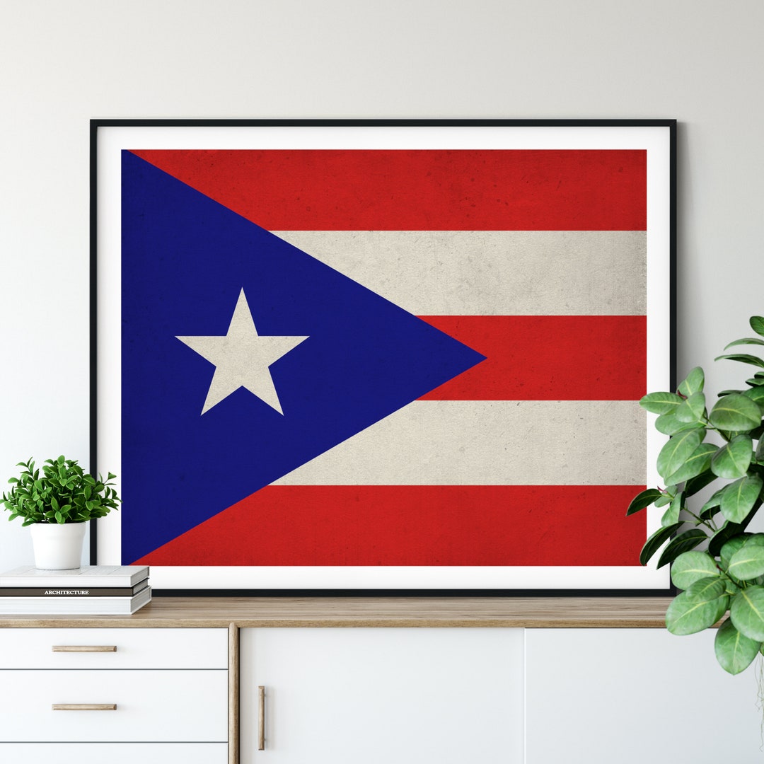 Puerto Rico Flag Print Puerto Rican Pride Wall Art Etsy