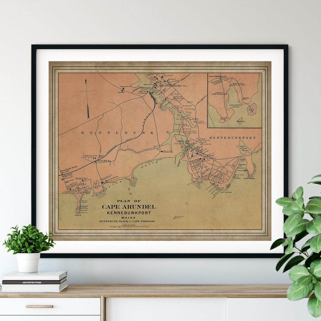 1894 Kennebunkport Maine Map Print, Vintage Map Art, Antique Map Wall ...