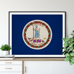 Virginia Flag Art, Virginia Flag Print, State Flag Poster, VA Flag Painting, Living Room Art, State Pride Gifts, Virginia Wall Art, Hall Art