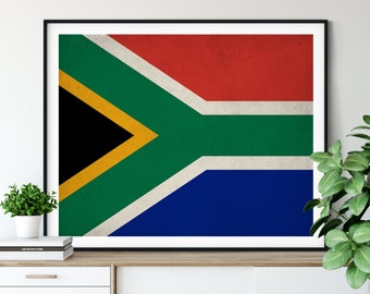 South Africa Flag Print, South African Flag Art, Flag Poster, Flag Wall Art, South African Art, South Africa Art, South African Gifts