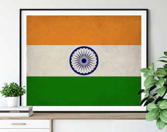 India Flag Art, India Flag Print, Indian Flag Poster, Country Flags, India Poster, India Art, Wall Art, Gift Idea, Indian Art, Wall Decor