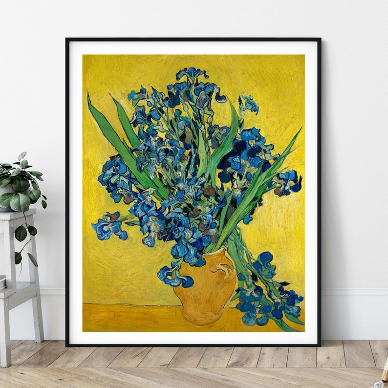 Vincent Van Gogh Irises Print Antique Blue Flower Wall Art Etsy