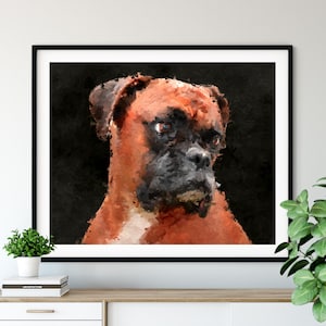 Boxer Dog Art Print: Oil Painting Style Pet Portrait