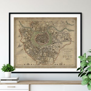 1833 Vienna Austria Map Print:  Vintage City Street Plan Art