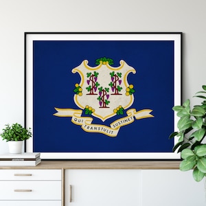 Connecticut Flag Art Print: Vintage CT State Pride Wall Decor