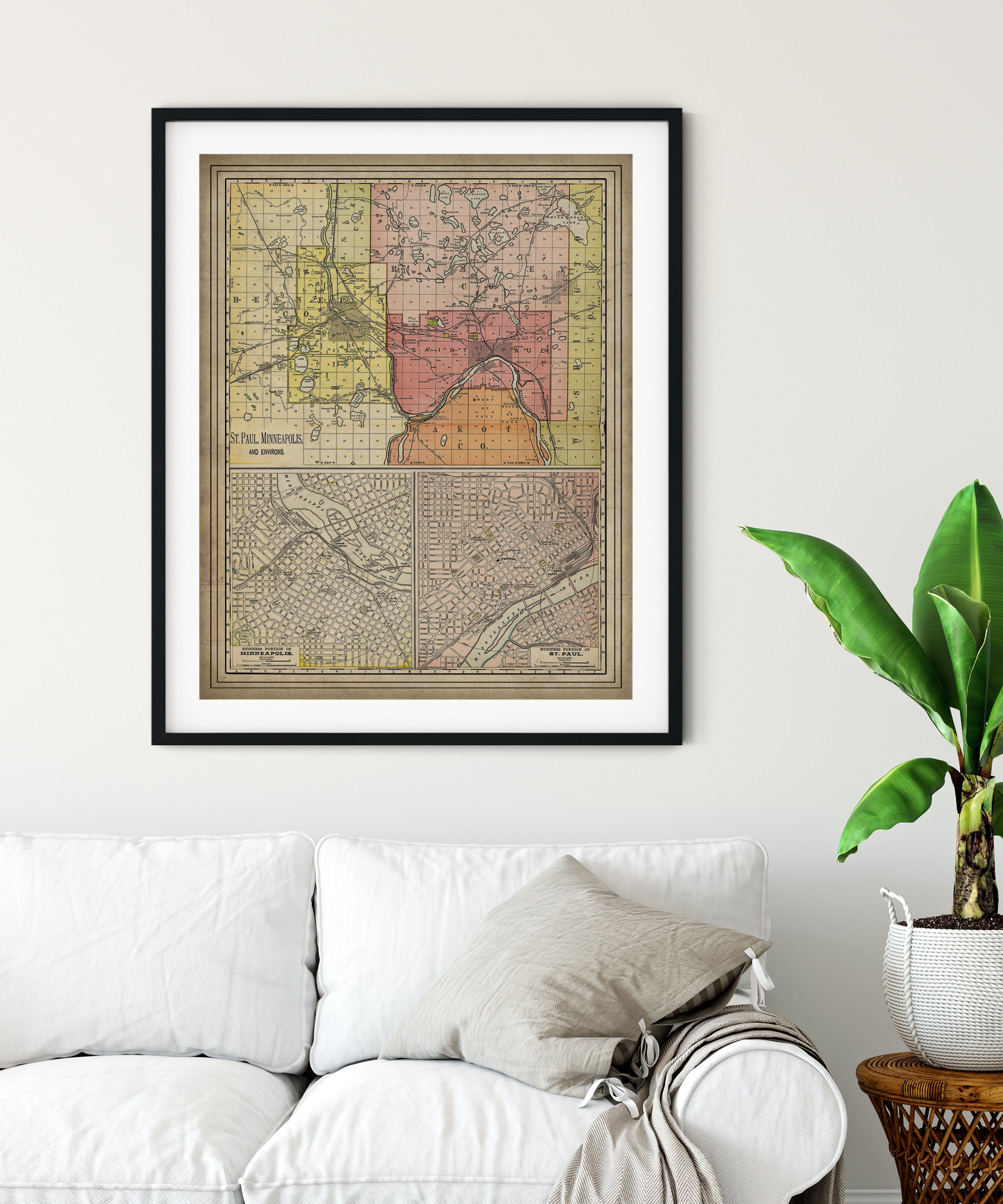 St Paul, MN 1891 Map Wall Mural - Murals Your Way