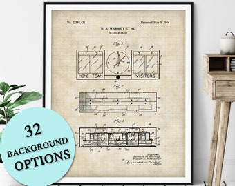 Scoreboard Patent Print - Customizable Blueprint Plan, Basketball Print, Football Player Gift, Home Gym Wall Decor, Antique Game Room Art