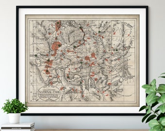 1881 Yellowstone National Park Map Print, Vintage Yellowstone Map Art, Antique Wyoming Map, Old Map, Yellowstone Poster, Wyoming Map, Gift
