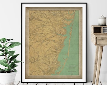 1888 Barnegat Bay Map Print, Vintage Map Art, Antique Map, Old Map, Barnegat Bay Print, New Jersey Shore Wall Art, Topographical Map, Gift