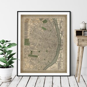 1895 St Louis Missouri Map Print, Vintage St Louis Map Art, Antique St Louis Map, St Louis Art, Old Maps, Living Room Art, St Louis Print
