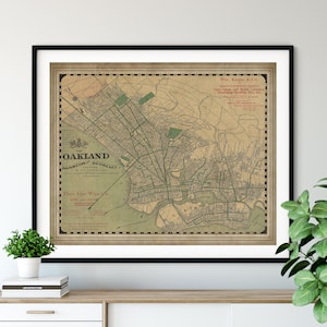 1906 Oakland California Map Print, Vintage Map Art, Antique Map Wall Art, Oakland Map, Old Maps, Alameda Map, Berkeley Map, California Gifts
