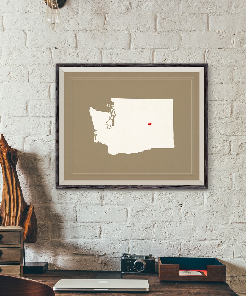 Custom Washington State Art, Customized State Map Art, Personalized, Washington Art, Heart Map, Washington Map, Love, Washington Print image 2