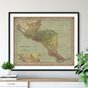 1897 Central America Map Print, vintage Map Art, Antique Map, Old Map, Central American Art, Nicaragua Map, Costa Rica Map, Honduras Carte