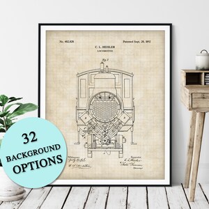 May include: A black and white line drawing of a C.L. Heisler Locomotive patent, No. 482,828, patented September 20, 1892. The drawing shows a detailed front view of the locomotive.