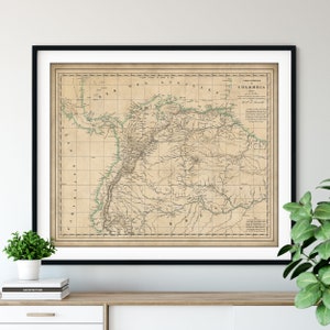 1825 Colombia Map Print - Vintage Map Art, Antique Map, Old Map Poster, Colombian Wall Art, History Buff Gift, History Teacher, Colombia Art