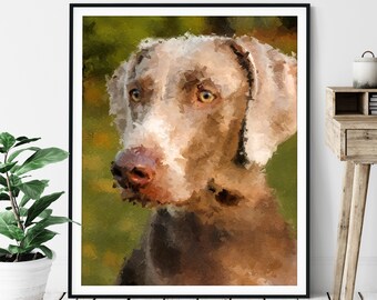 Weimaraner Print, Weimaraner Art, Weimaraner Gifts, Dog Portrait, Oil Painting Wall Art, Dog Lover Gift, Dog Decor, Pet Mom Dad Artwork