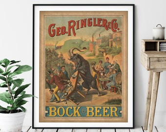 1886 Vintage Beer Print - Antique Beer Ad, Beer Art, Beer Gifts for Men, Beer Lover Gift, Beer Wall Art, Wet Bar Art, Bar Decor, Geo Ringler