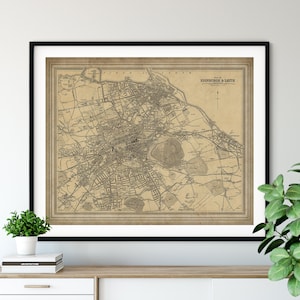 1912 Edinburgh Map Print, vintage Leith Map Art, Antique Map, Old Map, Edinburgh Scotland Map, Edinburgh Print, Edinburgh Art, Scotland Gift