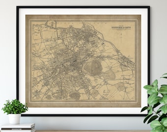 1912 Edinburgh Map Print, Vintage Leith Map Art, Antique Map, Old Map, Edinburgh Scotland Map, Edinburgh Print, Edinburgh Art, Scotland Gift