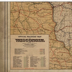 1900 Wisconsin Railroad Map Print, Vintage Wisconsin Map Art, Antique Wisconsin Map, Old Map, Railway Map, Train Gifts, Locomotive Wall Art image 8