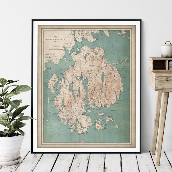 1893 Mount Desert Island Map Print: Vintage Coastal Maine Wall Art