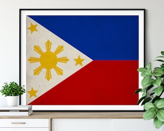 Philippines Flag Art,  Philippines Flag Print, Flag Poster, Country Flags, Flag Painting, Living Room Art, Housewarming Gifts, Filipino Art