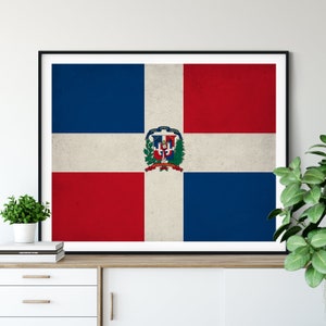 Dominican Republic Flag Art, Dominican Flag Print, Flag Poster, Country Flags, Flag Painting, Dominican Gifts, Wall Art, Wall Decor