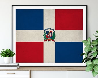 Dominican Republic Flag Art, Dominican Flag Print, Flag Poster, Country Flags, Flag Painting, Dominican Gifts, Wall Art, Wall Decor
