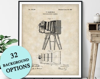 Antique Camera Patent Print - Customizable Victorian Field Camera Blueprint, Photographer Gift, Photography Poster, Photo Studio Wall Decor