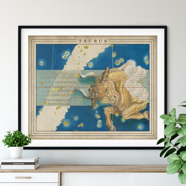 Vintage Taurus Zodiac Print: Astrology Constellation Wall Art