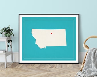 Custom Montana State Art, Customized State Map Art, Personalized Gift, Montana Art, Heart Map, Montana Map, Love Map Print, Montana Print