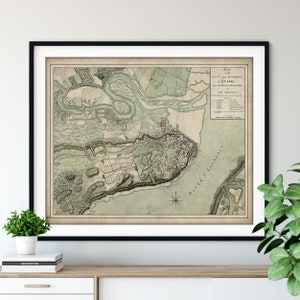 1776 Quebec City Map Print, Vintage Map Art, Antique Map, Wall Art, Old Maps, Quebec Print, Quebec Art, Quebec Canada Gifts, Quebec City Map image 1