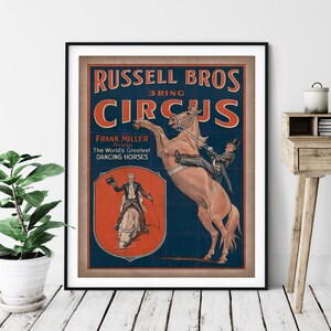 Vintage Circus Print - Antique Circus Poster, 3 Ring Circus Art, Retro Circus Wall Art, Dancing Horses, Equestrian Gift, Horse Wall Decor